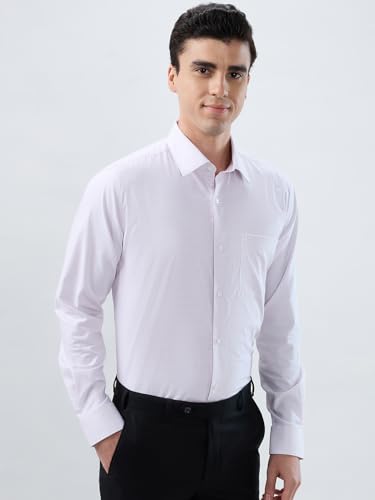 Raymond Men Contemporary Fit Structure Pattern Pure Cotton Semi Cutaway Collar Full Sleeve Formal Shirt Red
