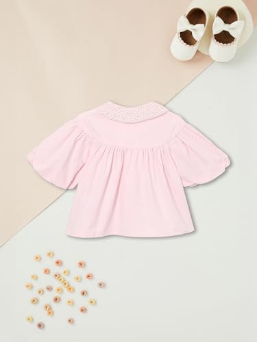 Max Girls Crochet Embroidered Top (Pink_3-4 Y)