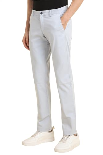 Men Grey Solid Casual Trousers