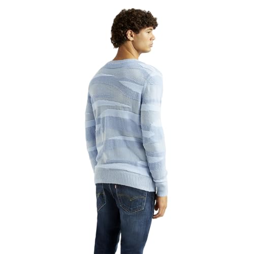 Levi's Men's Abstract Light-Blue Crew Neck Sweater