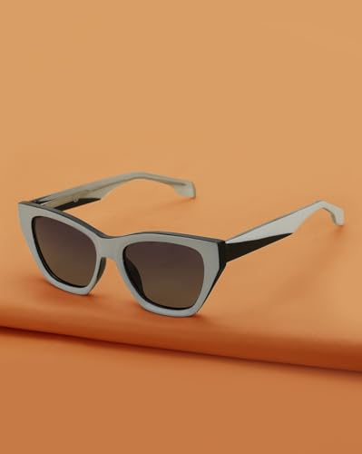 White with Black Tone Polarised Lens Cat Eye Sunglass for women