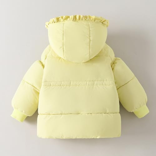 Hopscotch Girls Yellow Full Sleeves 3D Bunny Applique Ruffled Long Coat For Age (2-3 Years)