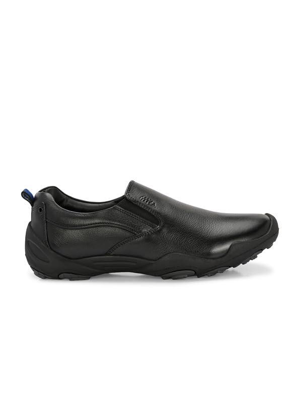 HITZ Men's Black Leather Casual Slip On Comfort Shoes