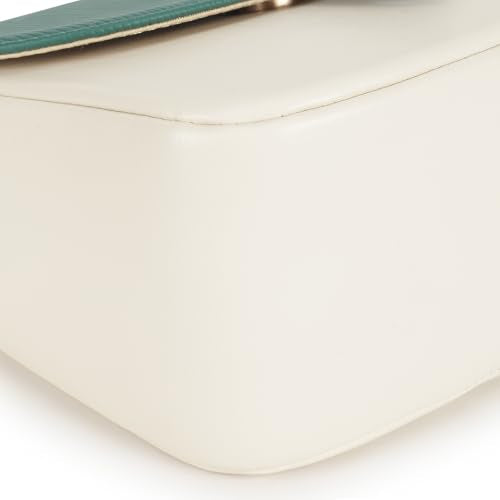 Fastrack RufflePlay green Sling | Faux-Leather Women’s Handbag | Textured Flap Sling with Button Closure & Adjustable Strap