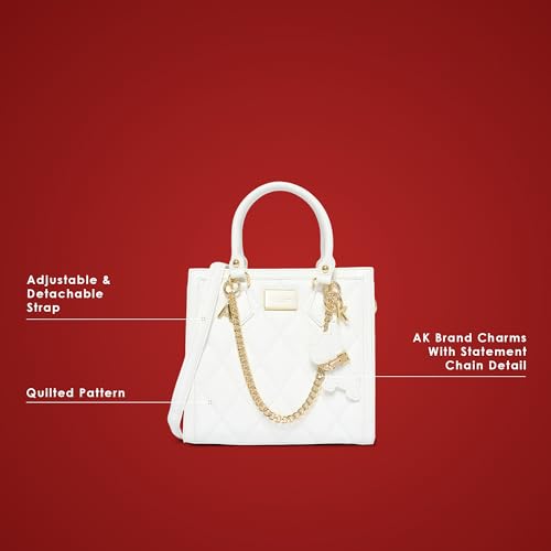 Akiki London Women's Swinden 25 Small Box Handbag|comes with Pet Charm|Statement Metal Detailing|Satchel Handbag for Women|Quilted Finish|Stylish Ladies Purse