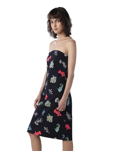 ONLY Women Graphic Print Fit and Flare Navy Blue Dress
