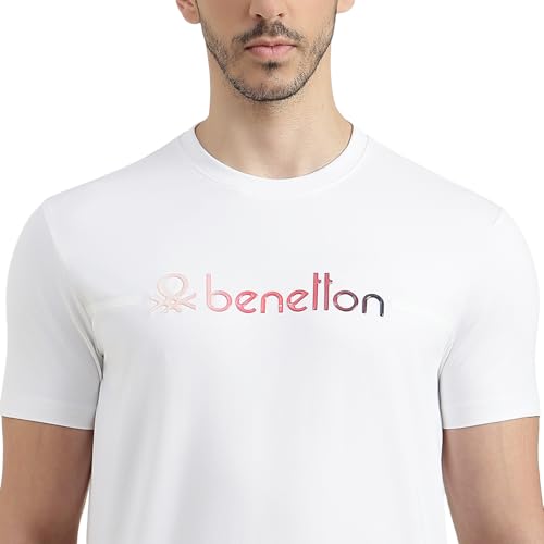 United Colors of Benetton Regular Fit Round Neck Solid T-Shirt (Size : 3XL) - 26P3ZSTJ3525I101 White