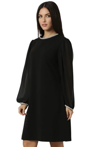 Women Black Solid Party Dress