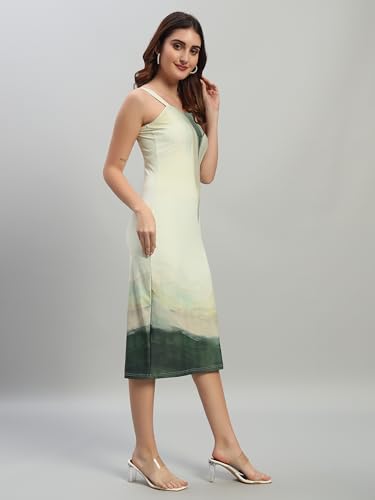 Attire Empire Women's Green Bodycon Sleeveless Midi Dress