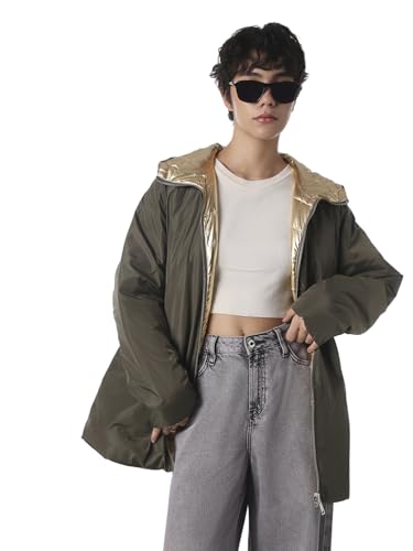 ONLY Women's Solid Regular Fit Green Jacket