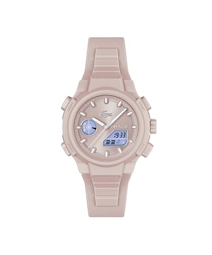 Lacoste Lc33 Qtz Basic Blush Sunray Round Dial Women's Watch|Pink Silicone Material|Pink Color Band - 2001429