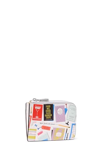 Kate Spade New York Women's Print Smooth Leather Mini Zip Card Case, Cream Multi, One Size