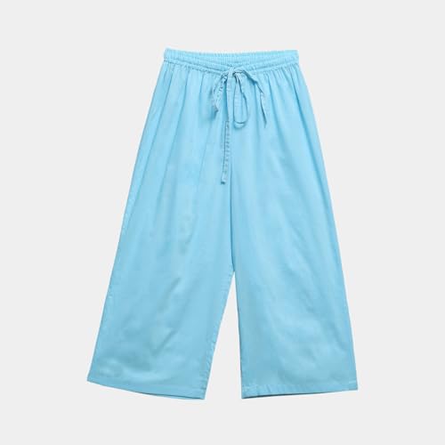 BIBA Girls Voile Printed Narrow Kurta with Pant & Dupatta (Kw5279_Blue_13), 12-13 Years