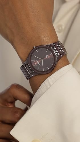 Titan Wine Ceramic Quartz Analog Maroon Dial Ceramic Strap Watch for Men | Analog Men's Watch - 1696QC19