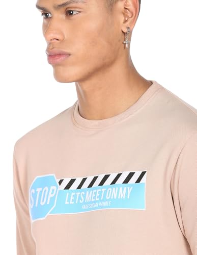 Crew Neck Typographic Print Sweatshirt