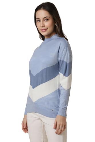 Allen Solly Women's Acrylic Crew Neck Sweater (AHSWCRGF119735_Blue