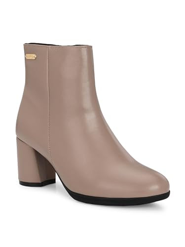 Delize Beige Women's mid Heel Ankle Length Boots 57010-38
