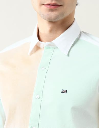 Arrow Sports Men's Colorblocked Slim Fit Oxford Shirt White