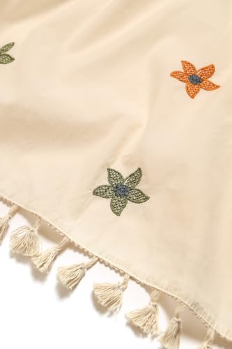 Soch Womens Off White Cotton Botanical Salwar Suit With Thread Work