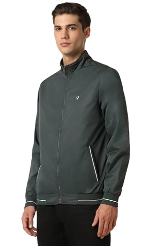 Men Green Solid Full Sleeves Casual Jacket