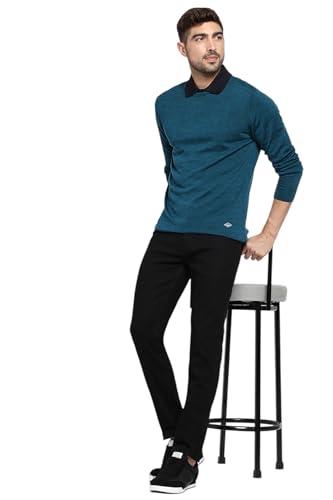 Van Heusen Athleisure Men Sweater - 100% Merino Wool - Crew Neck, Full Sleeve, Ultra Soft_72001_Teal_XL
