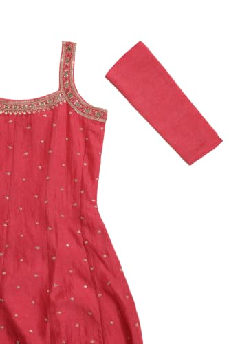 Soch Womens Onion Pink Vichitra Embroidered Embellished Zari Embroidery Salwar Suit