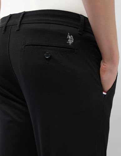 U.S.Polo Association Men's Austin Slim Fit Satin Trousers (USTRO228A_Black_36)