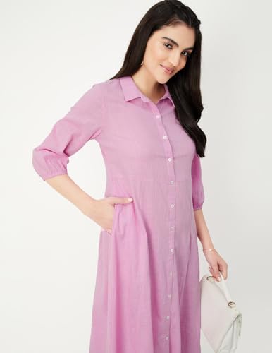 Max Women Solid Shirt Dress (MDDRS41006LAVENDER)_XS