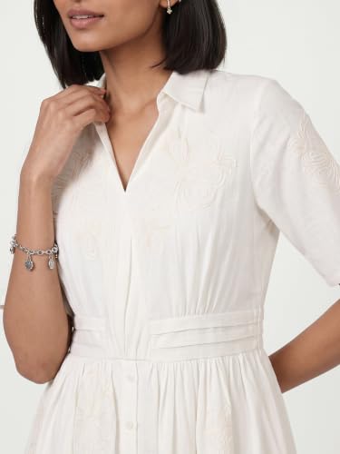 Max Women Embroidered Midi Dress (White_XL)