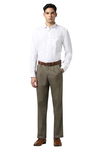 Van Heusen Men Olive Solid Trousers