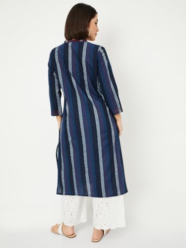 Max Women's Cotton Regular Kurta (PEWWSU25EI_Navy