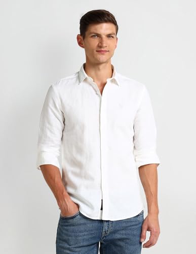 U.S. Polo Assn. Denim Co. Slim Fit Poplin Linen Shirt White