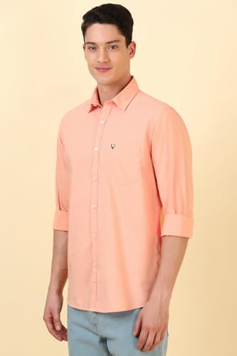 Allen Solly Men Peach Solid Full Sleeves Casual Shirt