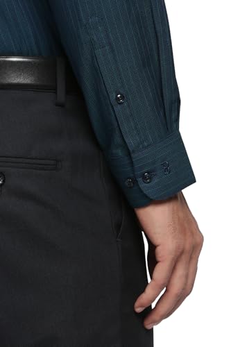 Peter England Men's Striped Regular Fit Shirt (PESFWNUBI53848_Navy