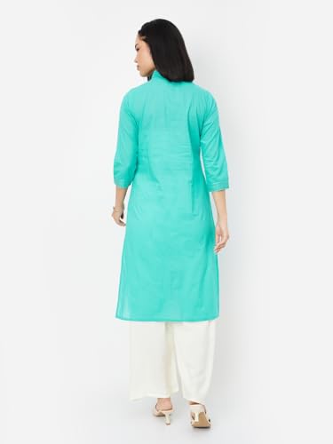 Max Women's Cotton Regular Kurta (VIEKSP25HE_Aqua