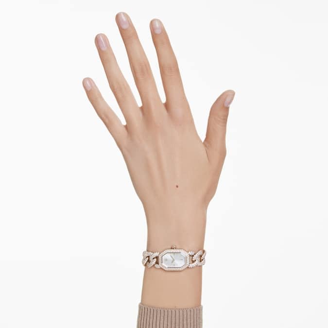 Swarovski Women's Analog Quartz Watch with Stainless Steel Strap 5711710, White/Rose Gold, Classic
