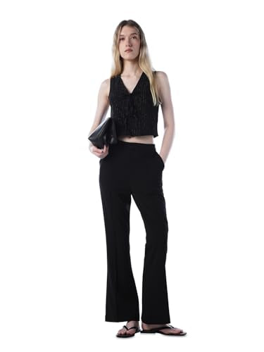 ONLY Women's Solid Flared Black Pants