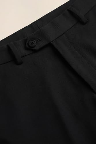 Peter England Men's Premium Formal Stretchable Knit Super Slim Fit Mid Rise Trouser | Comfort Lycra | 360-Degree Stretch Jet Black, 32