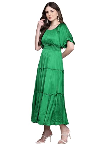 Label RITU KUMAR Emerald Vacenza Round Neck Long Dress