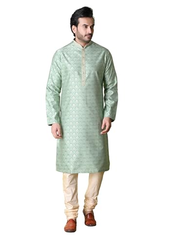 sajindia Men’s Traditional Kurta | Elegant Ethnic Wear for Men | Comfortable Fabric | Festivals, Weddings & Celebrations | Style 218 Green