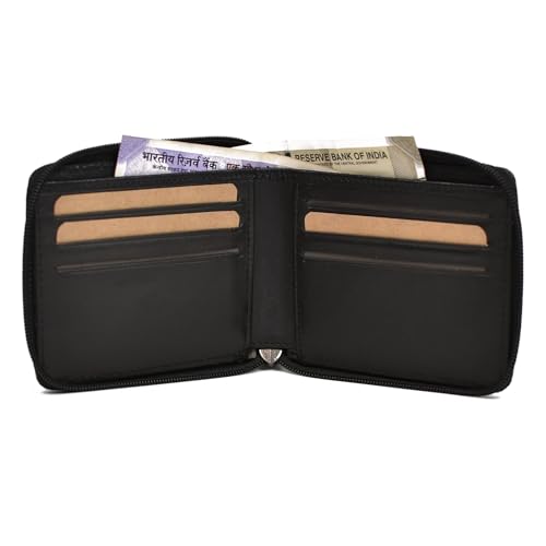 WildHorn Women’s Zip Around Wallet – Premium Leather Floral Print Purse | Stylish Clutch with Zipper Closure & Multiple Card Slots for Ladies & Girls (BLACK1)