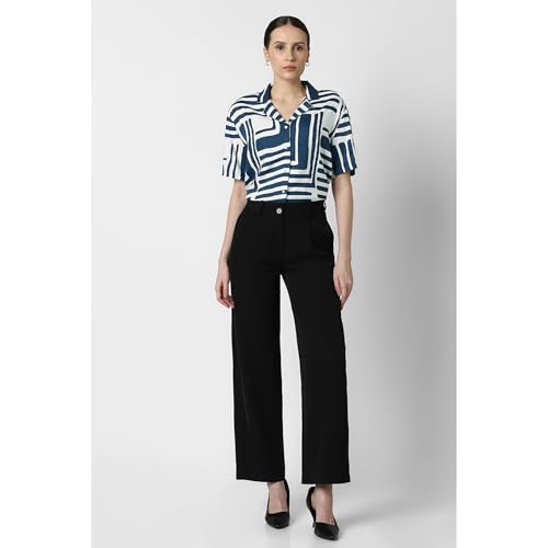 Van Heusen Women Blue Print Short Sleeves Casual Shirt
