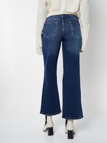 Max Women Washed Kick Flare Jeans(Blue_34)