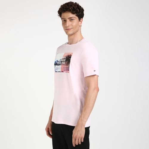 Tommy Hilfiger Mens Pink Color T-Shirt (M)