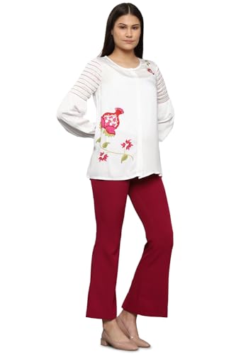 Allen Solly Women White Embroidered Long Sleeves Tunic