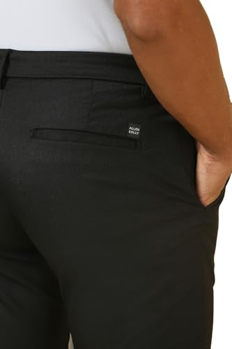 Men Black Textured Casual Trousers