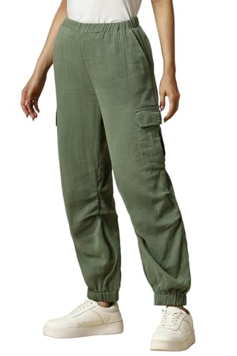 Allen Solly Women's Regular Track Pants (AHJGARGH082880_Olive