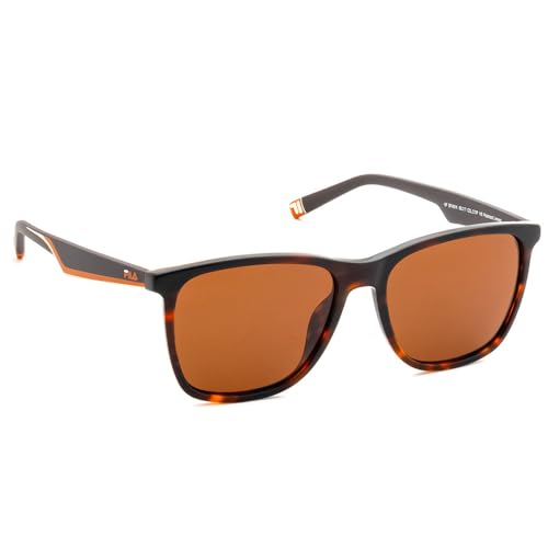 FILA 100% UV protected Solid Polarized sunglasses for Men with Havana Acetate frame and Brown colored Lens