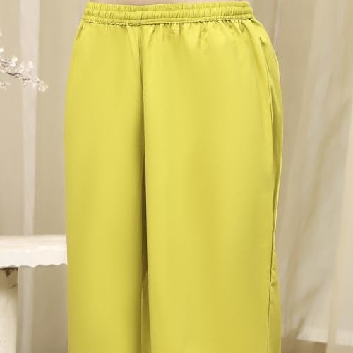 BIBA Women Lime Green Embroidered Straight Suit Set_32
