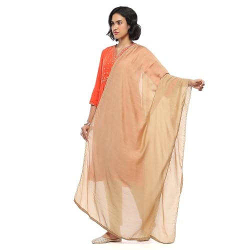BIBA Women's Gold Polyester Dupatta_Free Size